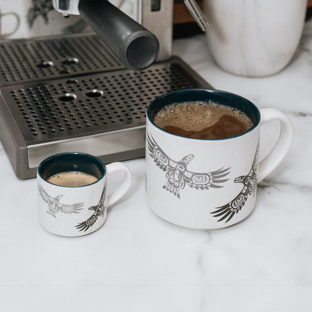 Ceramic Espresso Mugs | Soaring Eagle by Corey Bulpitt - Haida