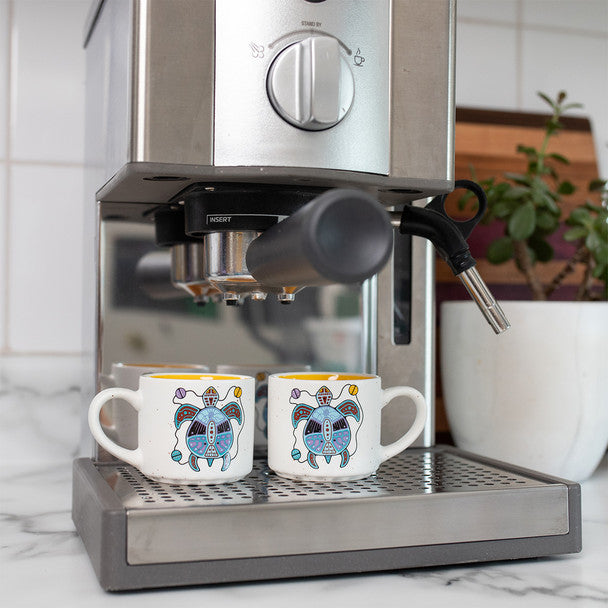 Ceramic Espresso Mugs | Turtle by Jason Adair - Ojibway