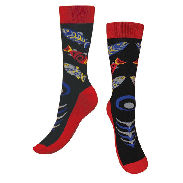 Art Socks | Salmon in the Wild by Simone Diamond - Coast Salish