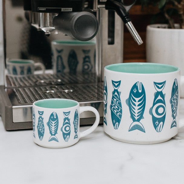Ceramic Espresso Mugs | Salmon in the Wild by Simone Diamond - Coast Salish