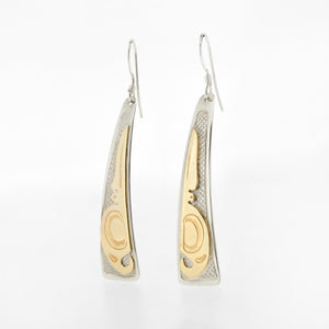 14K Gold and Sterling Silver Earrings | Hummingbird by Justin Rivard