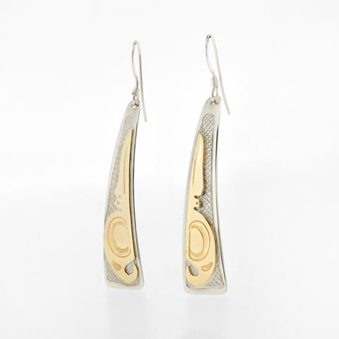 14K Gold and Sterling Silver Earrings | Hummingbird by Justin Rivard