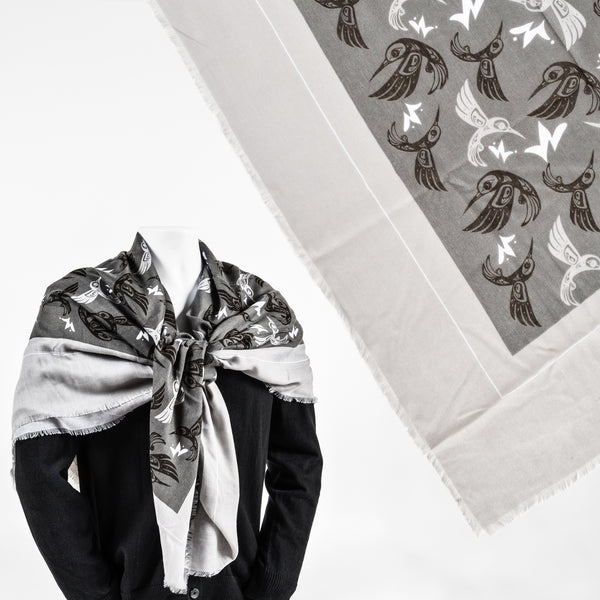 Soft Polyester Square Shawl | Hummingbird by Bill Helin