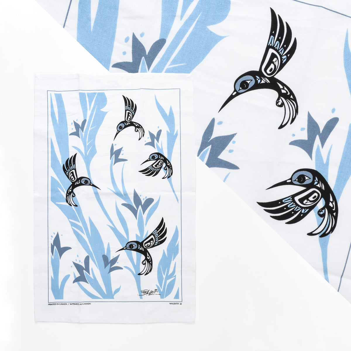 Cotton Tea Towel | Hummingbird by Bill Helin – Northwest Coast Gifts