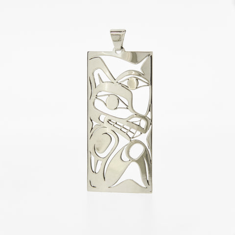 Sterling Silver Pendant | Wolf and Moon by Grant Pauls