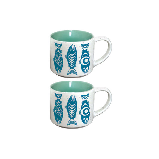 Ceramic Espresso Mugs | Salmon in the Wild by Simone Diamond - Coast Salish