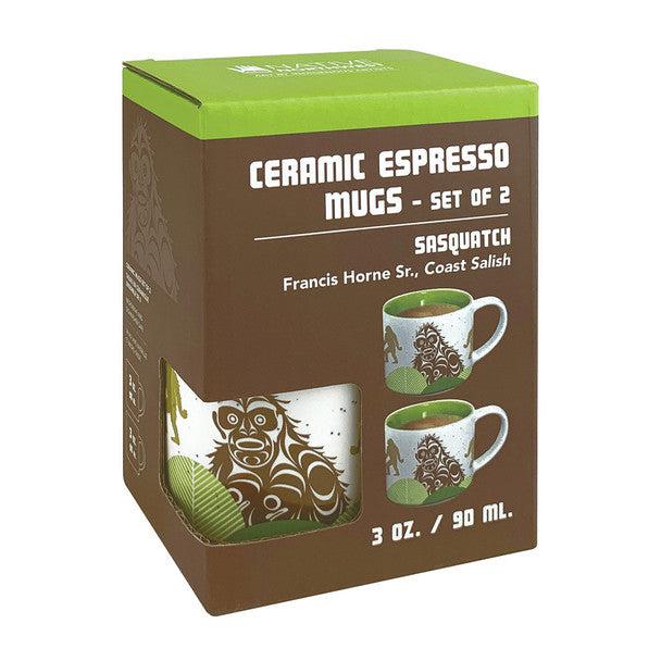 Ceramic Espresso Mugs | Sasquatch by Francis Horne, Sr. - Coast Salish