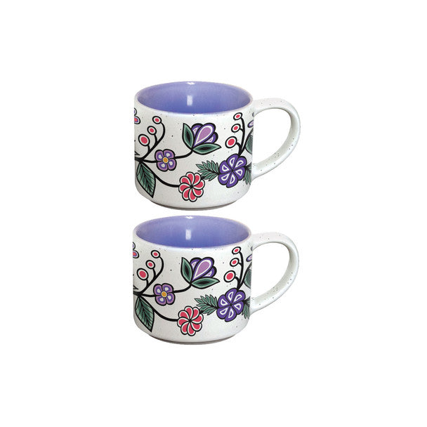 Ceramic Espresso Mugs | Ojibwe Florals by Storm Angeconeb - Lac Seul First Nation, Ojibwe