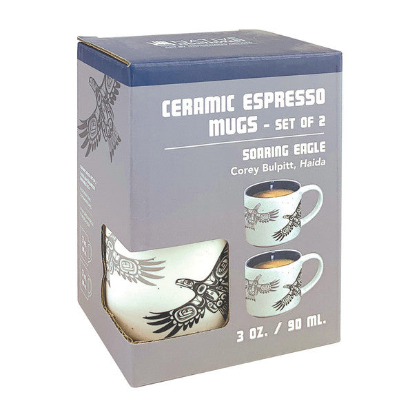 Ceramic Espresso Mugs | Soaring Eagle by Corey Bulpitt - Haida