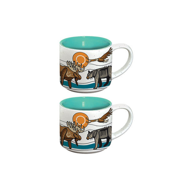 Ceramic Espresso Mugs | All My Relatives (Indinawemaaganidag) by Storm Angeconeb - Lac Seul First Nation, Ojibwe