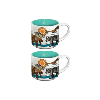 Ceramic Espresso Mugs | All My Relatives (Indinawemaaganidag) by Storm Angeconeb - Lac Seul First Nation, Ojibwe