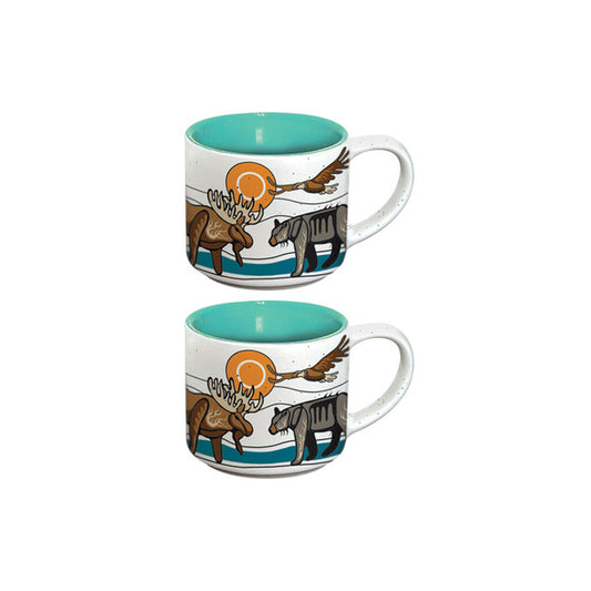 Ceramic Espresso Mugs | All My Relatives (Indinawemaaganidag) by Storm Angeconeb - Lac Seul First Nation, Ojibwe