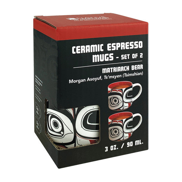 Ceramic Espresso Mugs | Matriarch Bear by Morgan Asoyuf - Tsimshian, Ts’msyen