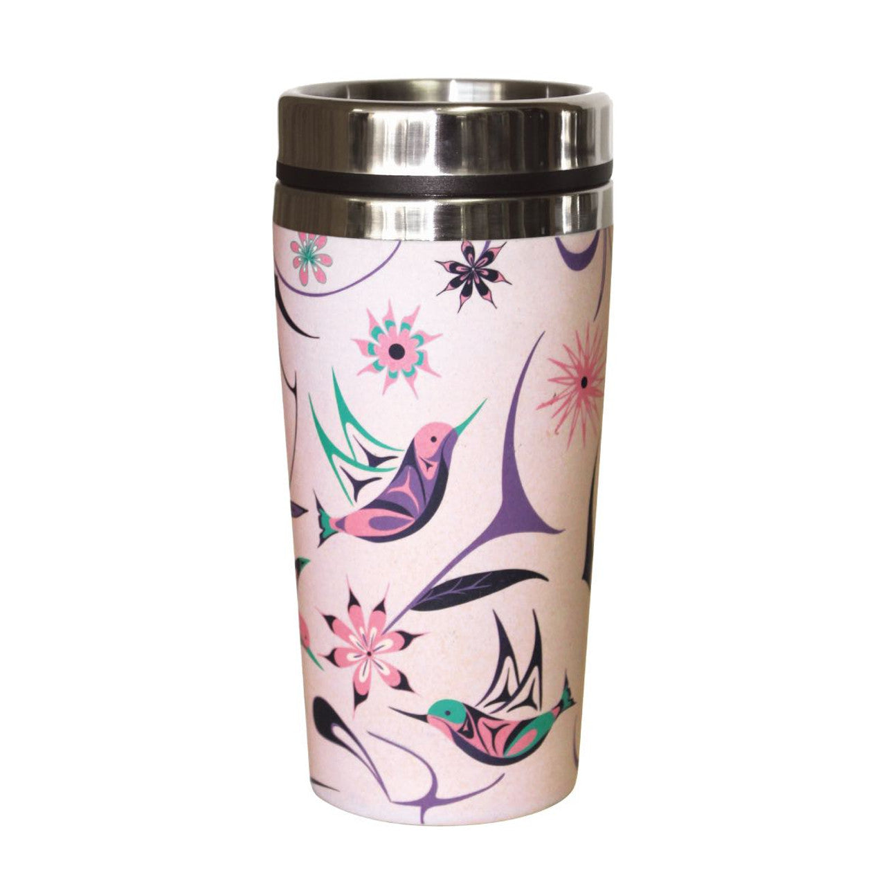 Bamboo Fibre Stainless Steel Travel Mug | Hummingbird by Nicole La Rock