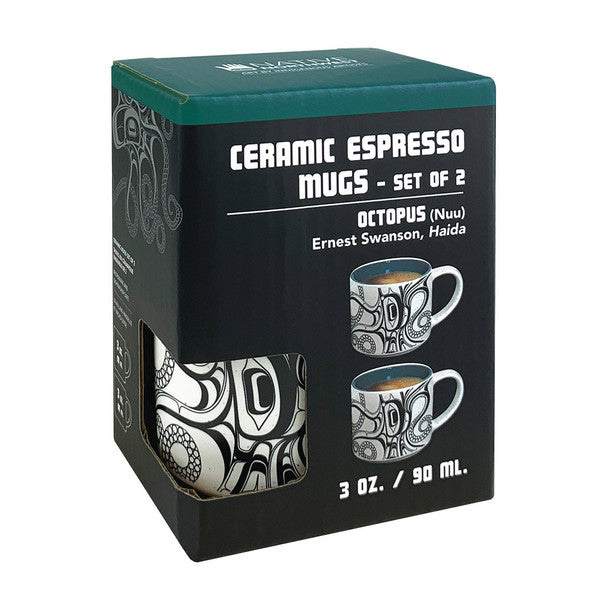 Ceramic Espresso Mugs | Octopus (Nuu) by Ernest Swanson - Haida