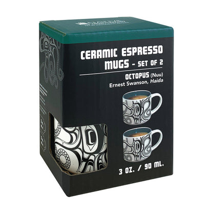 Ceramic Espresso Mugs | Octopus (Nuu) by Ernest Swanson - Haida