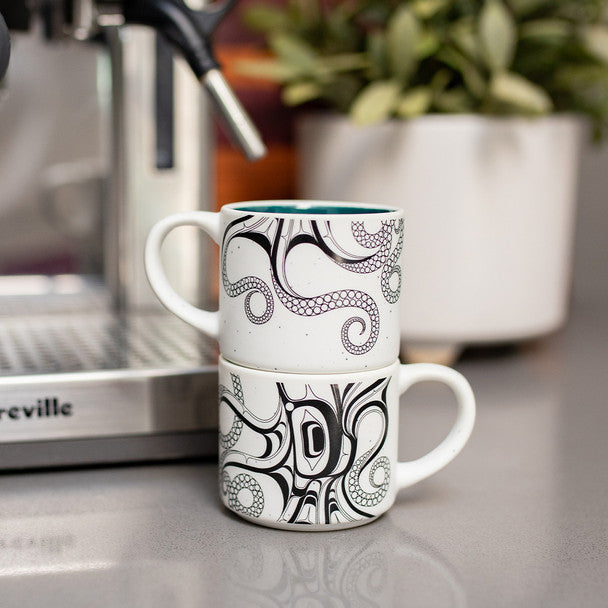 Ceramic Espresso Mugs | Octopus (Nuu) by Ernest Swanson - Haida