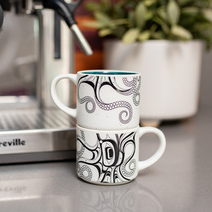 Ceramic Espresso Mugs | Octopus (Nuu) by Ernest Swanson - Haida