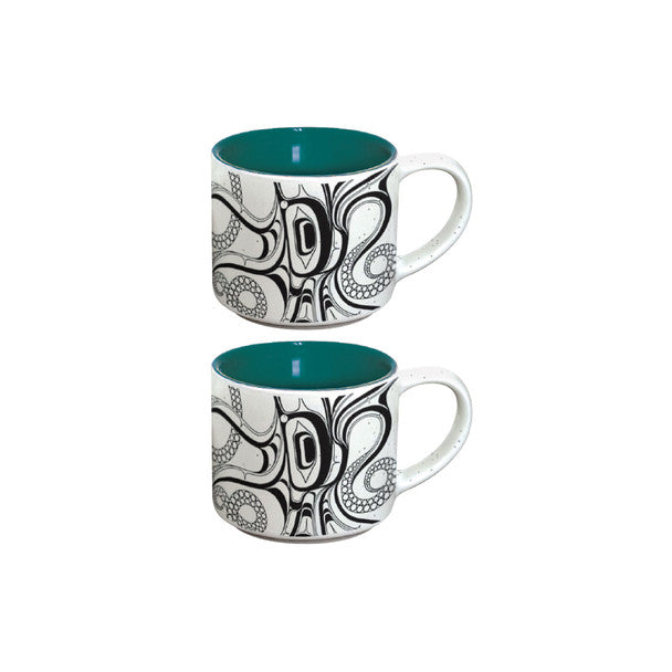 Ceramic Espresso Mugs | Octopus (Nuu) by Ernest Swanson - Haida