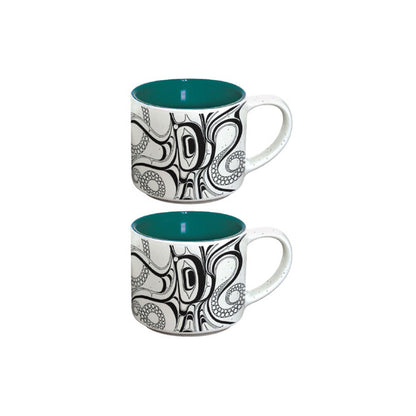Ceramic Espresso Mugs | Octopus (Nuu) by Ernest Swanson - Haida