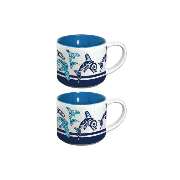 Ceramic Espresso Mugs | Orca Family by Paul Windsor - Haisla, Heiltsuk