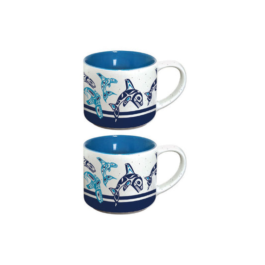 Ceramic Espresso Mugs | Orca Family by Paul Windsor - Haisla, Heiltsuk