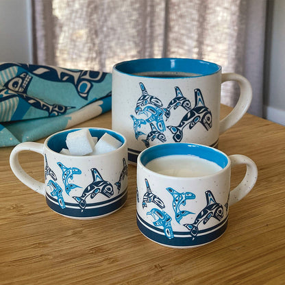 Ceramic Espresso Mugs | Orca Family by Paul Windsor - Haisla, Heiltsuk