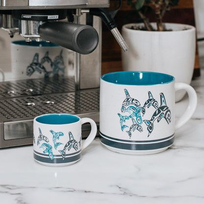 Ceramic Espresso Mugs | Orca Family by Paul Windsor - Haisla, Heiltsuk