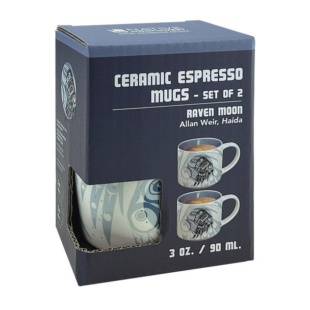 Ceramic Espresso Mugs | Raven Moon by Allan Weir - Haida