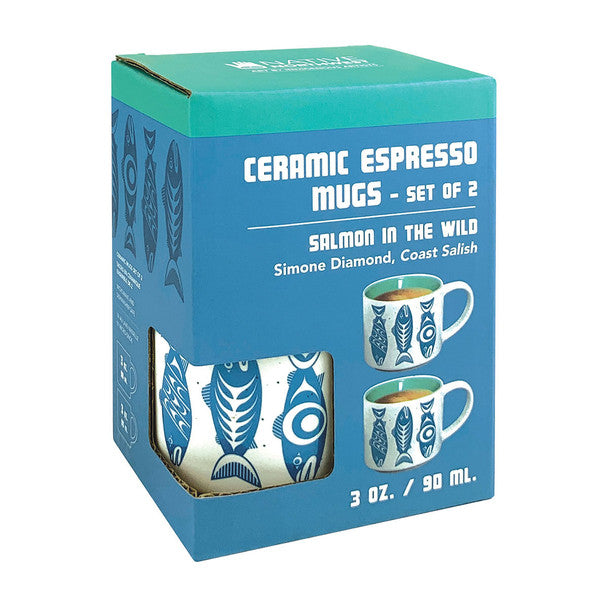 Ceramic Espresso Mugs | Salmon in the Wild by Simone Diamond - Coast Salish