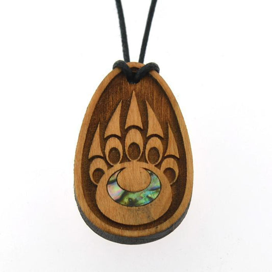 Cherry Wood Pendant with Abalone | Loyal Friend (Bear) by Lou-ann Neel