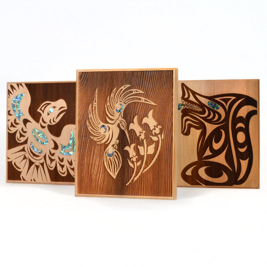 Large Cedar Panels with Abalone by Spirit Works