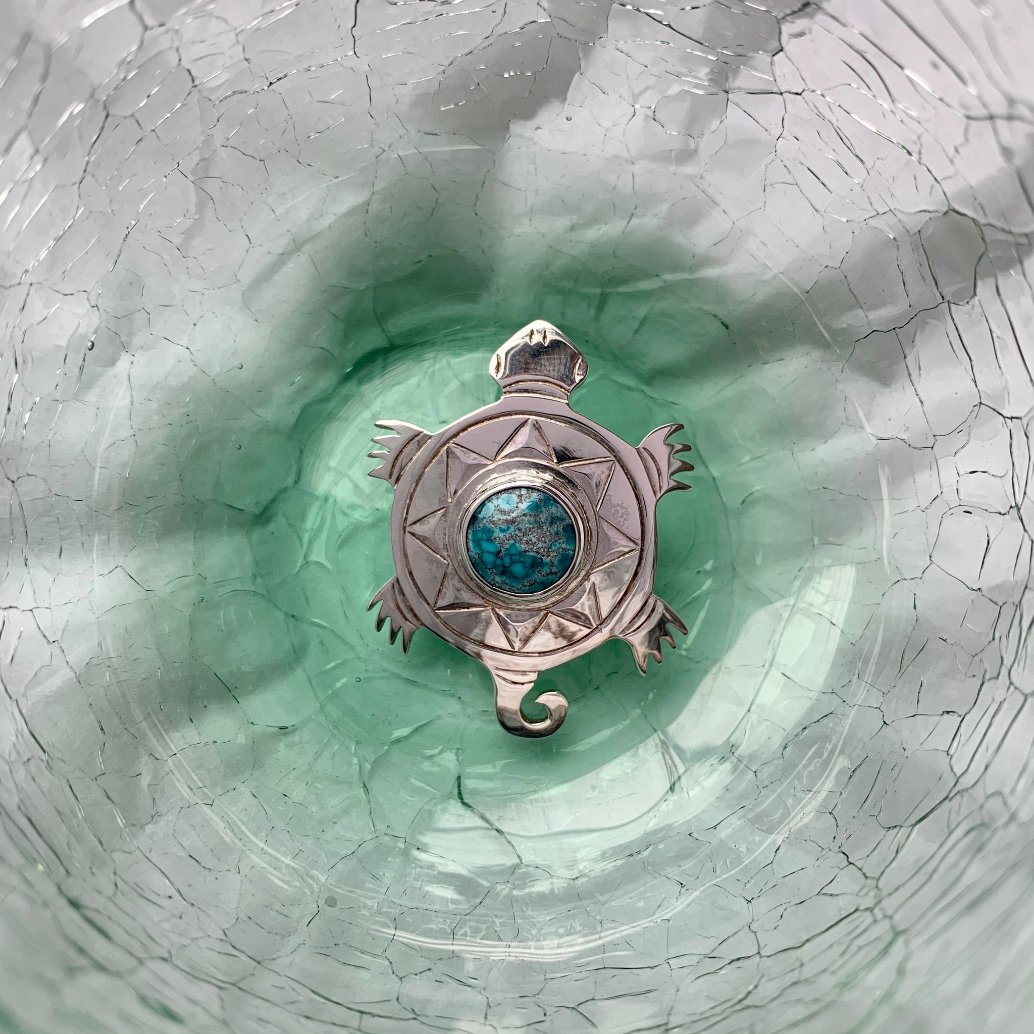 Sterling Silver Pendant with Stone | Turtle by Justin Rivard