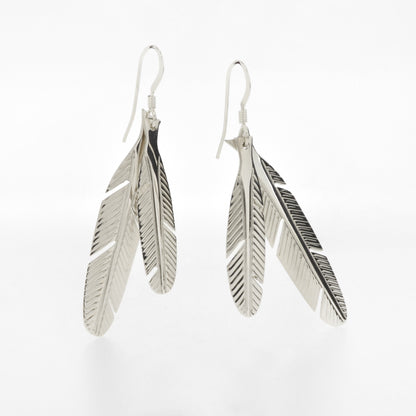 Sterling Silver Earrings | Eagle Feathers by Justin Rivard