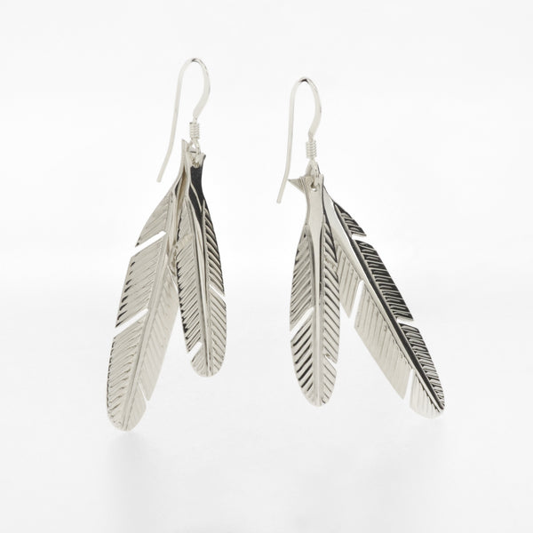 Sterling Silver Earrings | Eagle Feathers by Justin Rivard