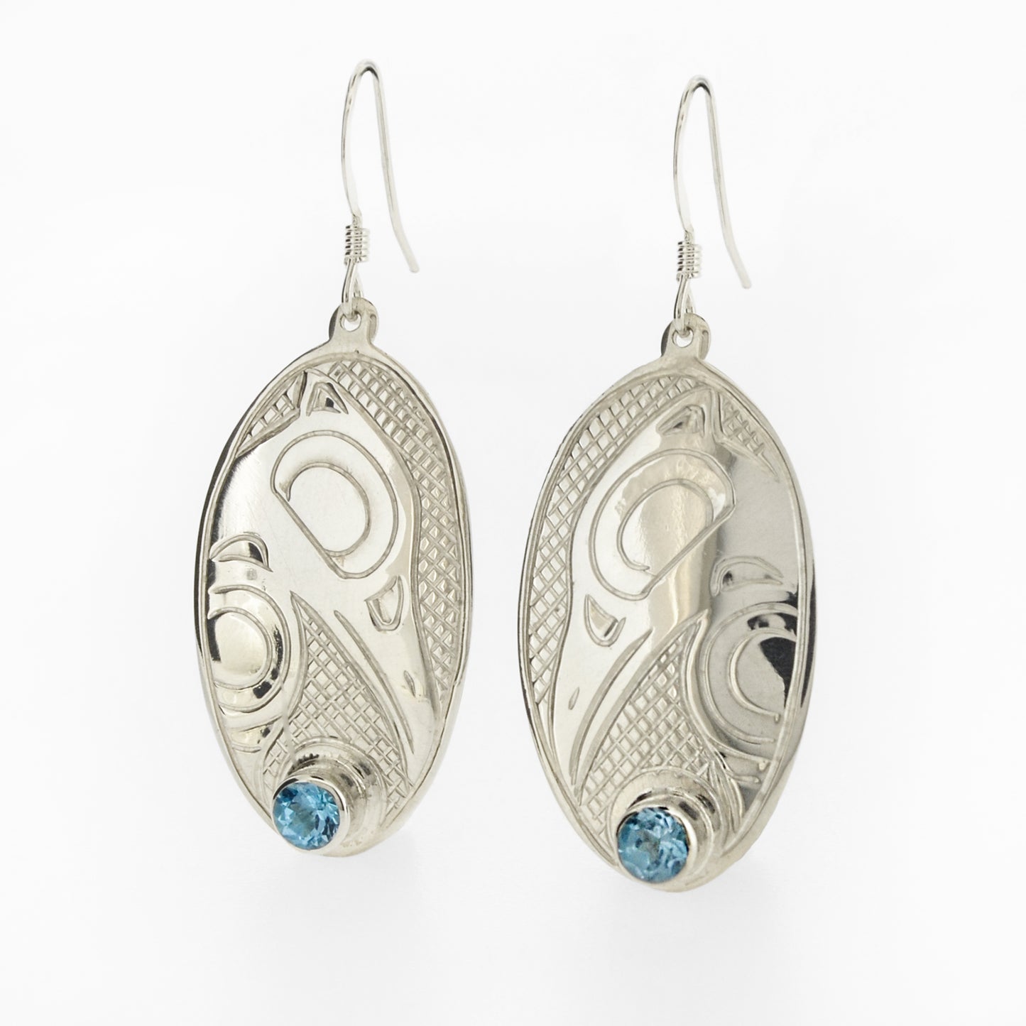 Sterling Silver Earrings with Stone by Justin Rivard, Cree