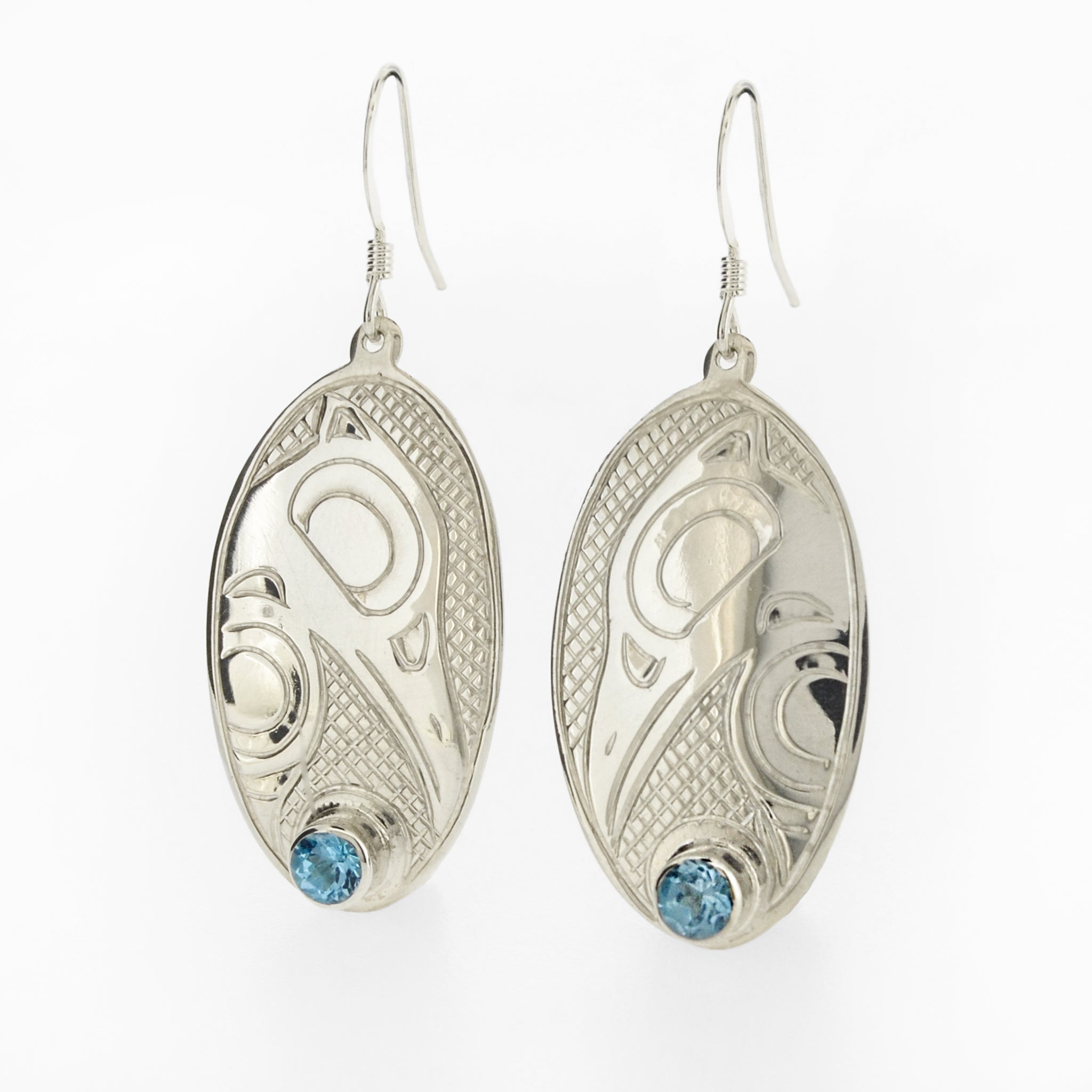 Sterling Silver Earrings with Stone by Justin Rivard, Cree