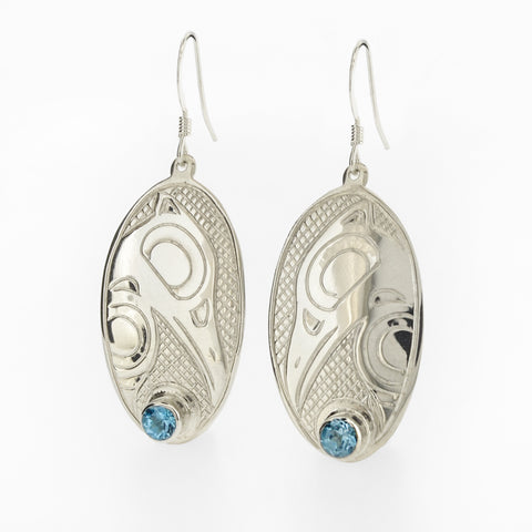 Sterling Silver Earrings with Stone by Justin Rivard, Cree