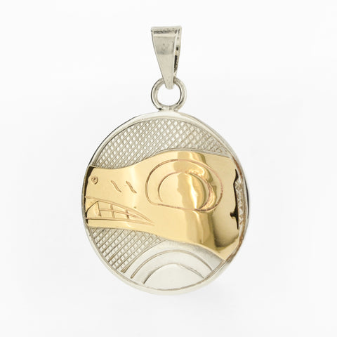 14K Gold and Sterling Silver Pendant | Wolf by Justin Rivard