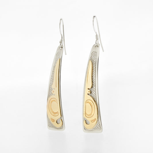 14K Gold and Sterling Silver Earrings | Hummingbird by Justin Rivard