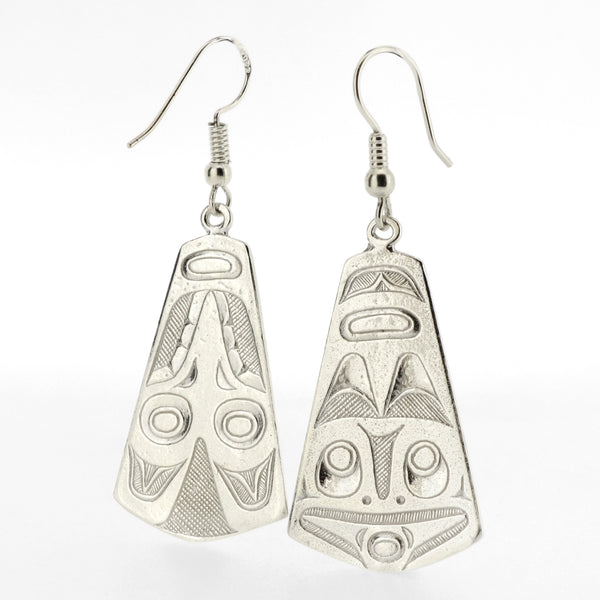 Double-sided Sterling Silver Earrings | Raven and Frog by Kelvin Thompson