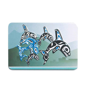 Embossed Metal Magnet | Orca Family by Paul Windsor