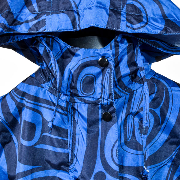 Hooded Rain Coat | Raven Transforming (Blue) by Kelly Robinson
