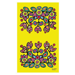 Microfibre Tea Towel | Floral on Yellow by Norval Morrisseau
