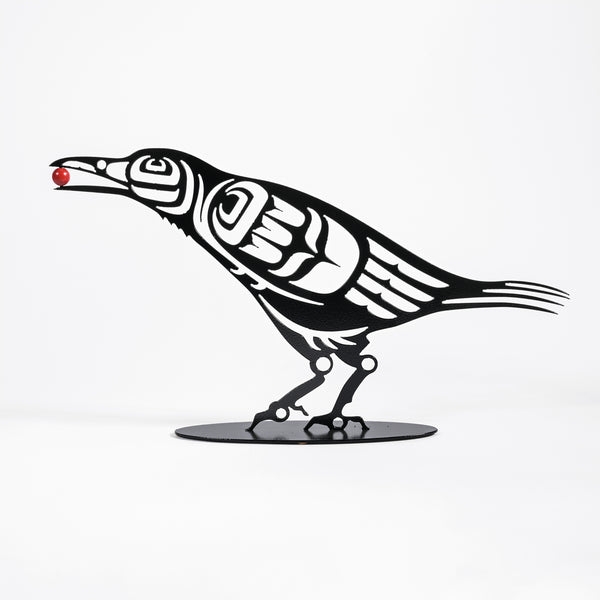 Steel Sculpture | Crow with Berry by Noel Brown