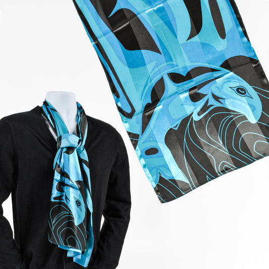 Polyester Satin Stripe Scarf | Salmon by Anthony Joseph