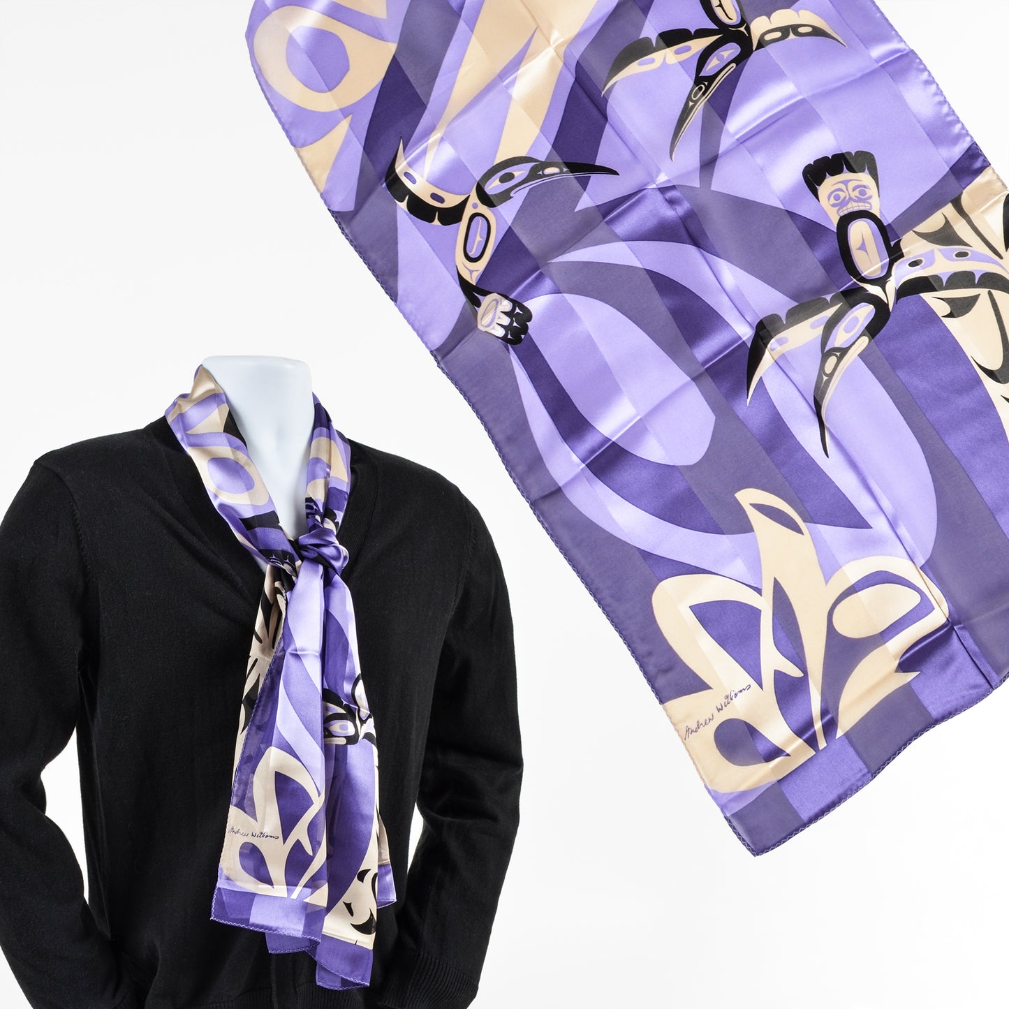 Silk Satin Stripe Scarf | Hummingbird by Andrew Williams