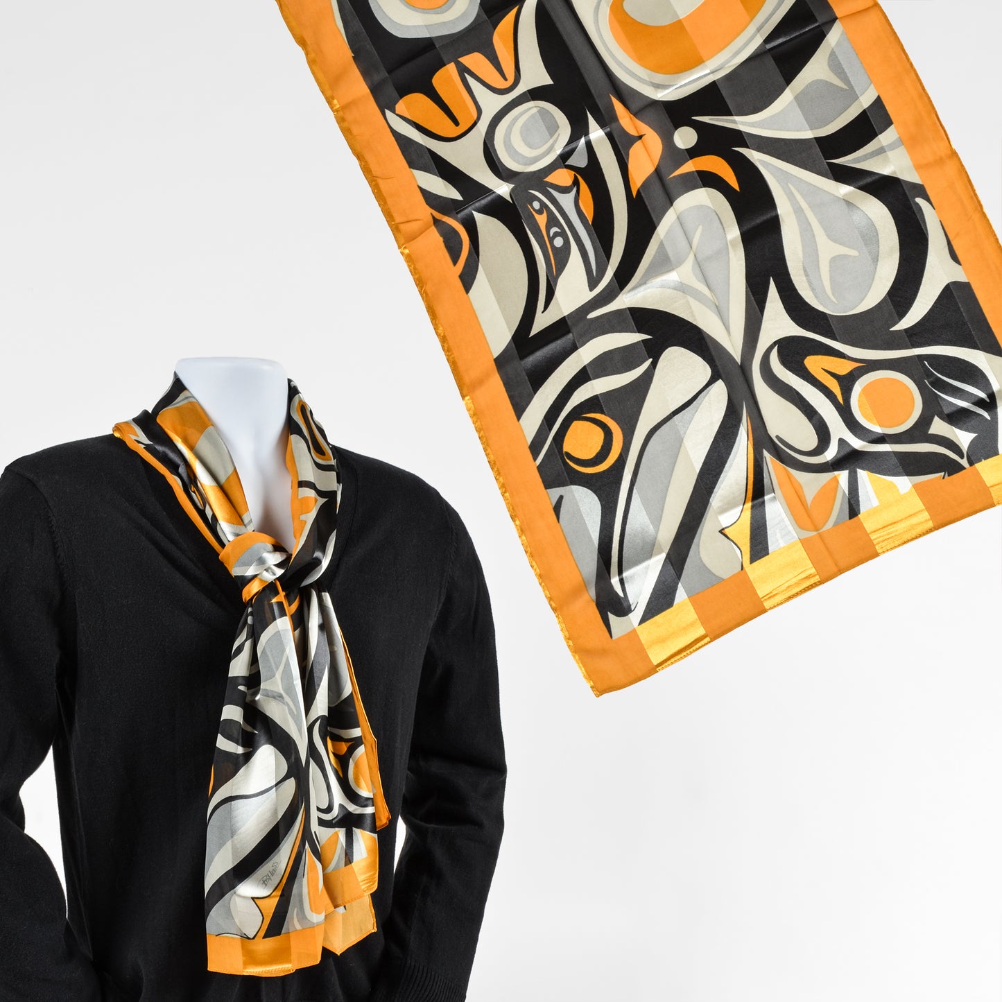 Polyester Satin Stripe Scarf | Raven by Bill Helin