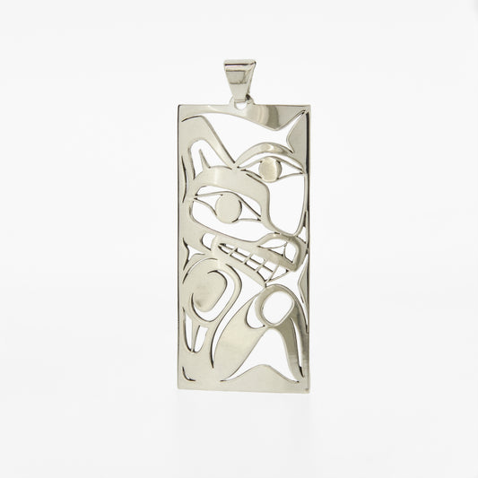 Sterling Silver Pendant | Wolf and Moon by Grant Pauls