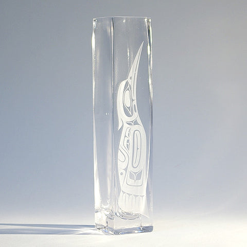 Etched Glass Vase | Hummingbird by Richard Shorty